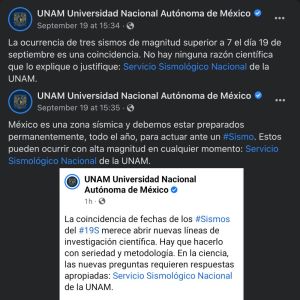 UNAM declaraciones sismo