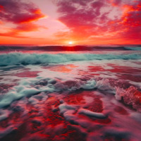 Playa con presencia de microalgas, fenómeno conocido como mareas rojas.