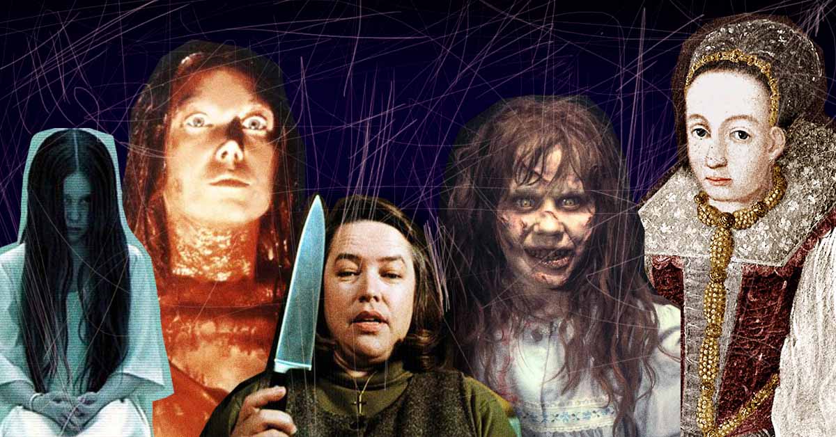 Collage con personajes femeninos de terror