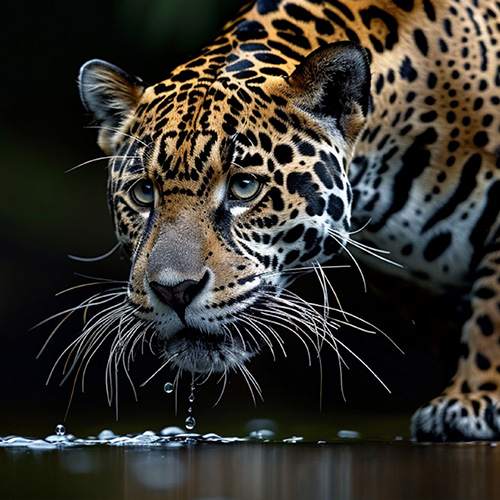 Jaguar tomando agua