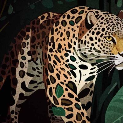 Ilustración de jaguar en la selva