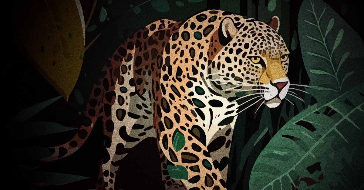 Ilustración de jaguar en la selva