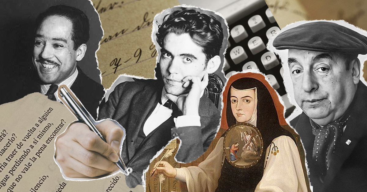 Collage de diferentes poetas como Sor Juana, Federico García Lorca, entre otros.